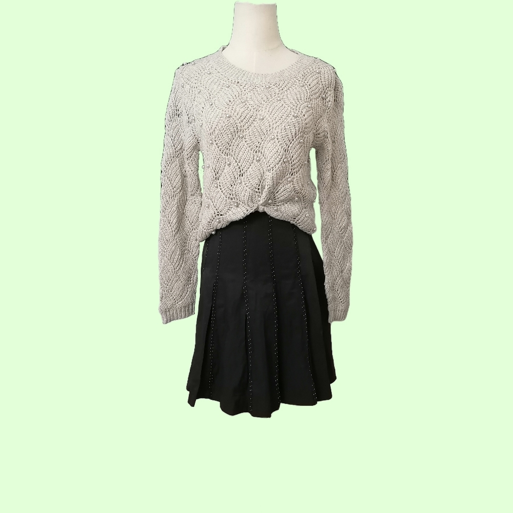 handmade grey knitted long sleeve top